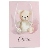 ベビーシャワーテディベア ミディアムペーパーバッグ (正面)