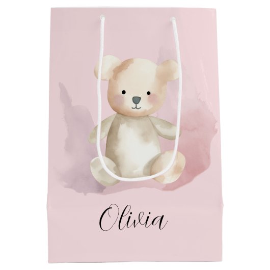 ベビーシャワーテディベア ミディアムペーパーバッグ (裏面)