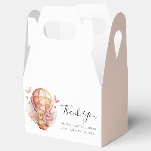 ベビーシャワーテディホットエアバルーンソフトピンク フェイバーボックス (オープン)