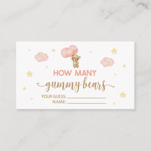 ベビーシャワーテディ何人のグミベアのゲームカード エンクロージャーカード (正面)