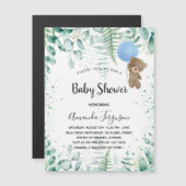 ベビーシャワーテディ少年ユーカリの森 マグネット招待状 (正面/裏面)