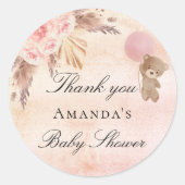 ベビーシャワーテディ赤面パンパ感謝していスグラス ラウンドシール (正面)