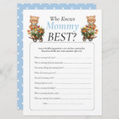 ベビーシャワーテディ フラワーボーイ 誰がママを知っているのか 招待状 (正面/裏面)