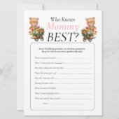 ベビーシャワーテディ フラワール  女の子がママを知っている 招待状 (正面)