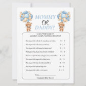 ベビーシャワーテディ ブルー ママ or パパ 招待状 (正面)