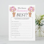 ベビーシャワーテディ ママが誰だか ピンクの招待状 招待状 (スタンド正面)