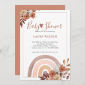 ベビーシャワーテラコッタボホレインボーフローラ 招待状 (正面/裏面)