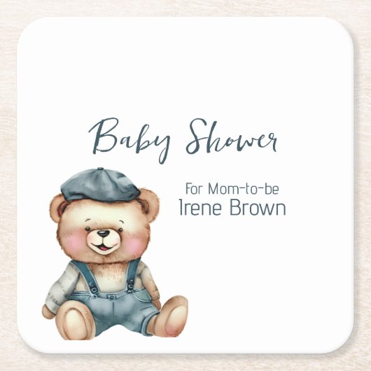 ベビーシャワーテーマ紙コースター スクエアペーパーコースター (正面)