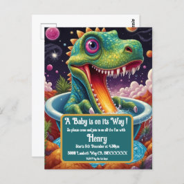 ベビーシャワーディノダニパーティーデザイン ポストカード