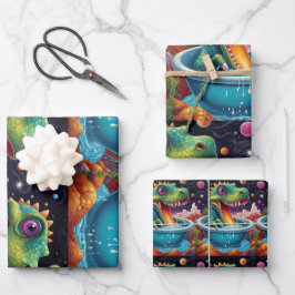 ベビーシャワーディノダニパーティーデザイン ラッピングペーパーシート