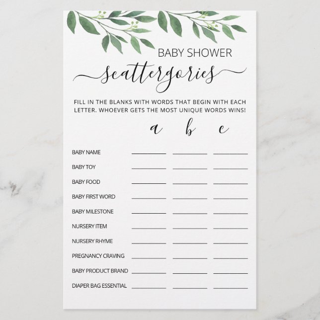 ベビーシャワートラクタパーティー編集可能ゲーム (正面)