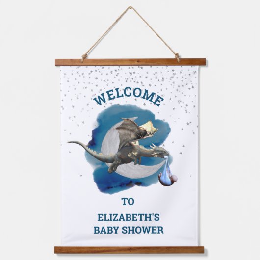 ベビーシャワードラゴンストークウェルカムサイン 吊り下げ型タペストリー (正面)