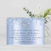 ベビーシャワードリップグリッターブルー足ブルーボーイガール 招待状 (スタンド正面)