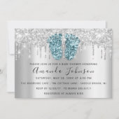 ベビーシャワードリップグリッター足グレースパークボーイガール 招待状 (正面)