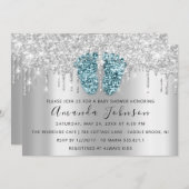 ベビーシャワードリップグリッター足グレースパークボーイガール 招待状 (正面/裏面)