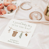 ベビーシャワーナプキンス、セージ緑の男の子ベビーシャワー スタンダードカクテルナプキン