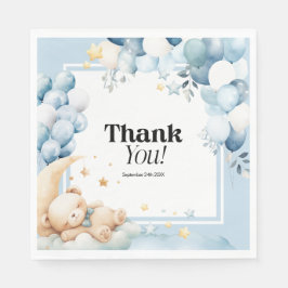 ベビーシャワーナプキンズブルーベアーバルーン スタンダードランチョンナプキン