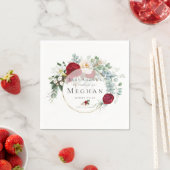 ベビーシャワーナプキン | 赤鮮やか牡丹ブーケ スタンダードカクテルナプキン (インサイチュ)