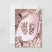 ベビーシャワーニューガールボーイ足グラムバラパステル3D 招待状 (裏面)