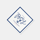 ベビーシャワーネイビーブルーいかりボーイ航海の スタンダードカクテルナプキン (角)