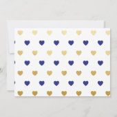 ベビーシャワーネービーブルーいかり金ゴールドハート招待状 招待状 (裏面)