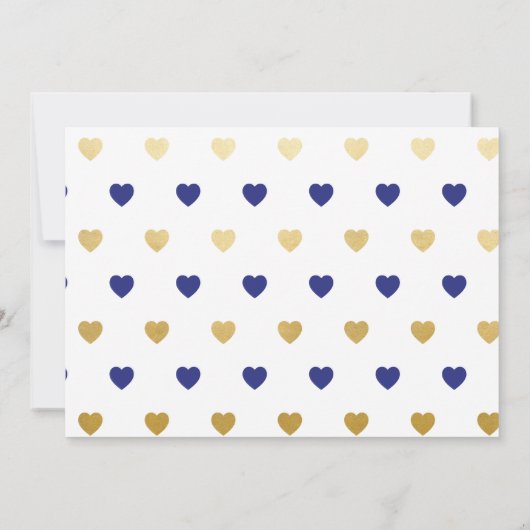 ベビーシャワーネービーブルーいかり金ゴールドハート招待状 招待状 (裏面)