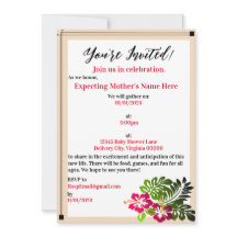 ベビーシャワーハイビスカスフラワーズ招待状