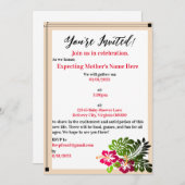 ベビーシャワーハイビスカスフラワーズ招待状 招待状 (正面/裏面)