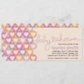 ベビーシャワーハート招待状ガール 招待状 (正面/裏面)