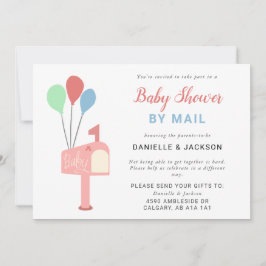 ベビーシャワーバイメールかわいいパステルピンクのメールボックス 招待状
