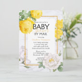 ベビーシャワーバイメールイエローローズフローラ 招待状 (スタンド正面)