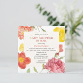 ベビーシャワーバイメールカラフルフローラ招待状 招待状 (スタンド正面)