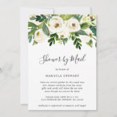 ベビーシャワーバイメールガールエレガントホワイトフローラ 招待状 (正面)