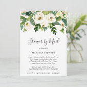 ベビーシャワーバイメールガールエレガントホワイトフローラ 招待状 (スタンド正面)