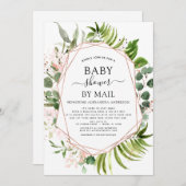 ベビーシャワーバイメールグリーンリー植物ユーカリ 招待状 (正面/裏面)
