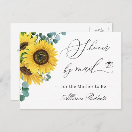 ベビーシャワーバイメールサンフラワーユーカリエレガントプトゥス ポストカード (正面/裏面)