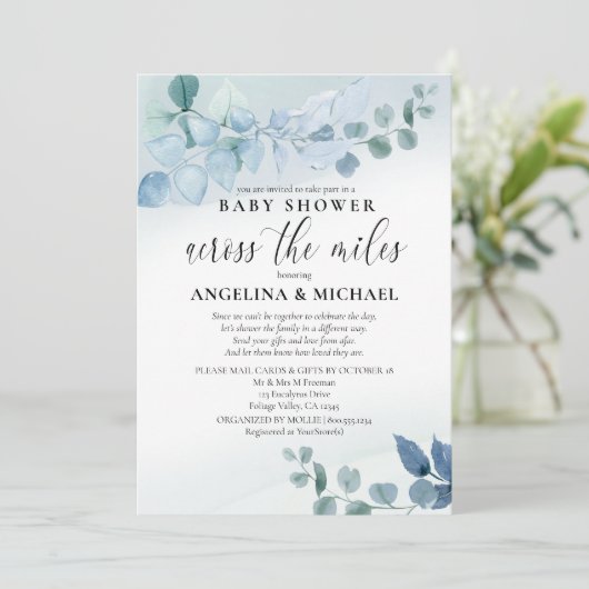 ベビーシャワーバイメールダスティユーカリ植物学 招待状 (スタンド正面)