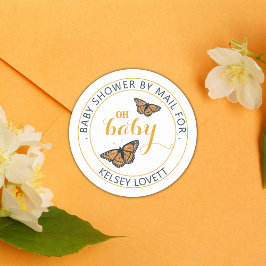 ベビーシャワーバイメールバタフライ封筒用シール ラウンドシール