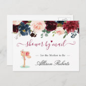 ベビーシャワーバイメールブルゴーニュ赤面ネイビーフローラ ポストカード (正面/裏面)