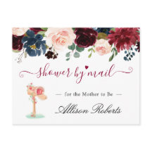 ベビーシャワーバイメールブルゴーニュ赤面ネイビーフローラ