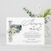 ベビーシャワーバイメール招待状青と白のフローラ 招待状 (スタンド正面)