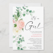 ベビーシャワーバイメール春フローラピンク緑 招待状 (正面)