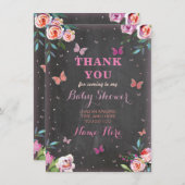 ベビーシャワーバタフライサンキューカード 招待状 (正面/裏面)