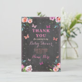 ベビーシャワーバタフライサンキューカード 招待状 (スタンド正面)