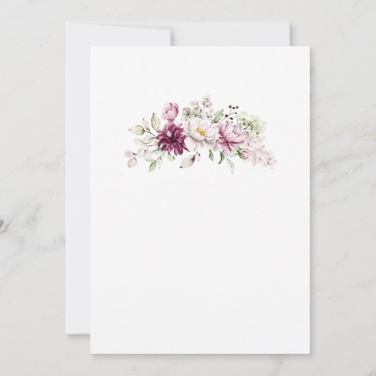 ベビーシャワーバタフライフローラピンクガール 招待状 (裏面)