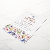 ベビーシャワーバタフライ 箔招待状 (回転した状態)