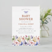 ベビーシャワーバタフライ 箔招待状 (立ち正面)