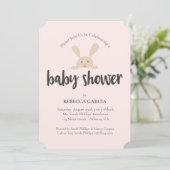 ベビーシャワーバニーベビーガールピンク 招待状 (スタンド正面)