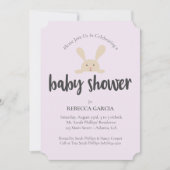 ベビーシャワーバニー男女兼用パープル 招待状 (正面)