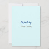 ベビーシャワーバニー 白と青のターコイズストライプ 招待状 (裏面)